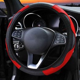 Steering Wheel Covers General leather car steering wheel cover for Renault Megane 23 Capture Clio landscape dust collector Kudjar Triber automotive accessories T2