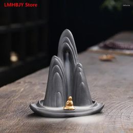 Decorative Figurines LMHBJY Purple Sand Backflow Incense Burner High Mountain Flowing Water Small Monk Home Decoration Crafts