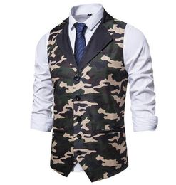 Men039s Vests Vintage Suit For Men Slim Camouflage Print Gilet Wedding Waistcoats Colete Homem Sleeveless Formal Dress 3XL1554408