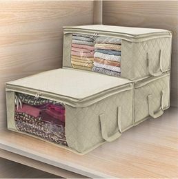 Foldable Nonwoven Storage Bags Dustproof Portable Clothes Organiser Box Transparent window Household Quilt Comforter Container Ba3254885
