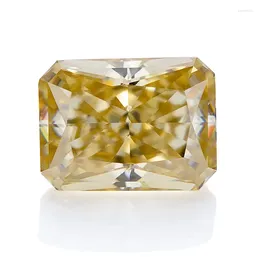 Loose Diamonds Special Crushed Cut Radiant 7 7.5MM Golden Yellow Moissanite Stone Gemstone