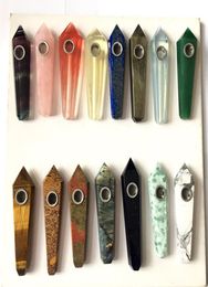 Natural Smoking pipe Crystal Stone pipes For Tobacco healing Hand Carb Hole GemstoneTower Quartz Point6455591