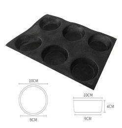 Bluedrop silicone bun bread form round shape baking sheet burgers Mould non stick food grade mould kitchen tool 4 inch 6 caves Y2001353397