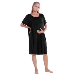 Maternity Dresses Pregnant womens pajamas night gowns baby care pajamas short sleeved pajamas for pregnant women family terrace H240518