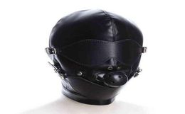 NXY SM Sex Adult Toy Soft Pu Leather Hood Headgear Bondage with Ball Gag Black Face Mask Eyepatch Blindfold Slave Bdsm Product3641106