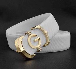 High Quality fashion g mens belt genuine leather designer belt White casual Cowskin solid smooth buckle Waistband ceinture homme X2534610