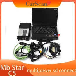 Mb Star Diagnostic C5 Five Cables With Est Software SSD Installed CF53 Laptop Full Set Scanner 12v 24v