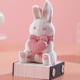 3d Calendar 2024 Cute Rabbit Memo Pad Notes Notepad Desk Birthday Gift For Girl Panda Paper Sculpture Art Decoration 240517