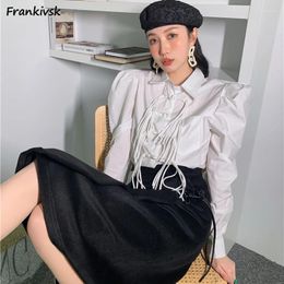 Women's Blouses Shirts Women Vintage Frog Tassel All-match Clothing Elegant Streetwear Baggy Casual Spring Long Sleeve Chic Chinese Fashion