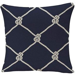 Pillow Decorative Throw Covers Nautical Rope Pattern Endless Dark Blue Trendy Maritime Style Case For Sofa Couch Bed Car