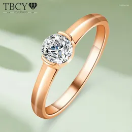 Cluster Rings TBCYD 1CT D Color Moissanite Diamond For Women S925 Silver 18k Rosegold Plated Engagament Wedding Band Fine Jewelry Gifts