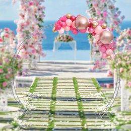 Party Decoration 9.5ft Metal Round Wedding Arch Flower Rack Wrought Iron Balloon Stand Kit Backdrop Frame With Base