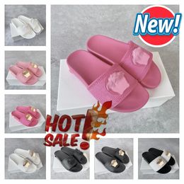 best quality Woman Slipper Sandal Designer shoe Summer Beach Slide Metal logo loafer Sliders outdoor shoes luxury orange shoes Flat Heel crystal Flip Flops sandale