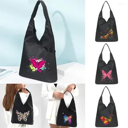 Shopping Bags Butterfly Print Shoulder Foldable Handbag Portable Harajuku Fashion Pockets Pack Tear-Resistant Reusable Tote Bag Eco-Bags