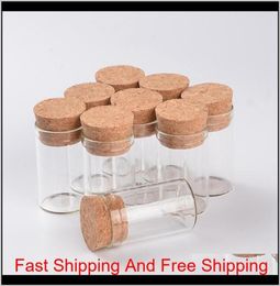 Storage Bottles Jars 10Ml Small Test Tube With Cork Stopper Glass Spice Bottles Container 24x40Mm Diy Craft Transparent Straight3393691