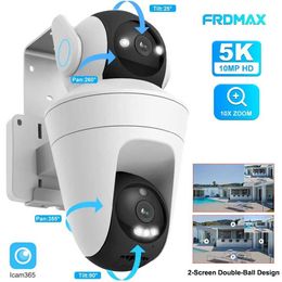 Wireless Camera Kits 5K 10MP WiFi IP Camera 10X Zoom Dual Lens Outdoor PTZ Security Camera Automatic Tracking Smart Home CCTV Camera 360 Video Monitoring J240518