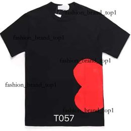 Male And Commes Des Garcons T-Shirt Couple Long Sleeve Designer Embroidered Red Heart Love Black And White T-Shirt Stripes Loose Short Sleeve Plus Size 46ba