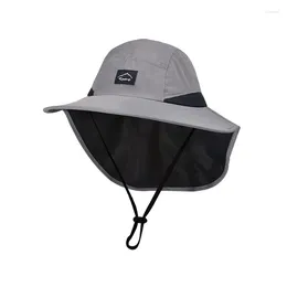 Berets Men's Quick Drying Sun Hat Summer UV Neck Protection Bucket Cap Women Breathable Fisherman Male Outdoor Wide Brim Hiking