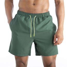 Lu Men Shorts Summer Sport Workout Men Trunk Swim Short Men Soli Swimwear Over-ize Caual with Meh Woven Poleter