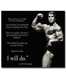 NICOLESHENTING Arnold Schwarzenegger Motivational Quote Art Silk Poster 13x18 24x32inch Bodybuilding Wall Picture Gym Room Decor6541203