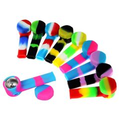 100X Mini Spoon Shape Silicone Pipes Package Opp Bag Portable Silicon pipe Bong Oil Burner3178716
