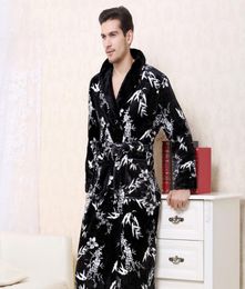 Men Winter Flannel Long Robe Sleepwear Nightwear Knitted Coral Fleece Bath Robes Thick Warm NightGowns7665070