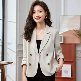 Women's Suits Female Casual Versatile Solid Coloe Outwear Women Short Suit Jacket Spring Autumn Fashion Double-breasted Slim-Fitting Blazer
