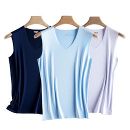 Silk Tank Tops Seamless Mens Vest Sleeveless Sport Bodysuit For Men Clothing Plain Casual Summer Undershirts Cool Gym 240516