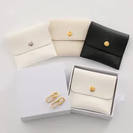 Storage Bags 8x8cm Imitation Leather PU Jewelry Bag Buckle Necklace Ring Bracelet Holder Organizer Pouches