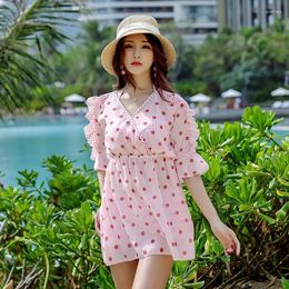 Women's Swimwear Fashion Small Fresh Three-piece Swimsuit Female Conservative Thin Split Skirt Cover Belly Bikini