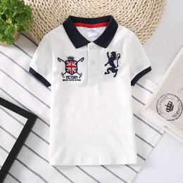 Summer Cotton Polo Child Boys Tops Baby Boy Sport Shirts Lapel Fabric Tee Fashion 214 lata Ubranie dla dzieci 240516