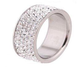 Whole 5 Row Lines Clear Crystal Jewellery Fashion Stainless Steel Engagement Rings For Women Girls 7891520