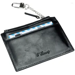 Wallets Coin Purse Women's Wallet Pouch Premium Oil Waxed Genuine Cow Leather Mini Organiser Zipper Card Key Holder Men Purses