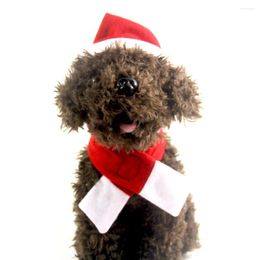 Dog Apparel Soft Christmas Scarf Hat Set Red Santa Cosplay Neck Warmer Gift Xmas Pet Costumes Cat Puppy Clothes