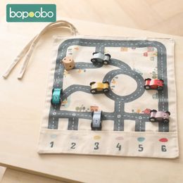 Childrens Montessori Traffic Toy 35*31 CM Baby City Traffic Road Map Game Wooden Car Educational Toy Gift Cartoon City Kid Game 240510