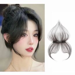 Natural Baby Hair Air Bangs Clips in Human Hair Bangs Invisible Edge Replacement Korea Fake Fringe Forehead Hairline For Women 240518