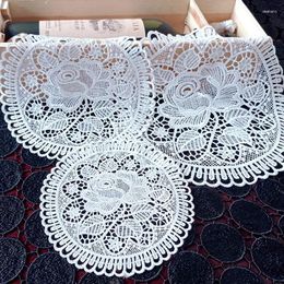 Table Mats 1PCS Round Hollow Lace Plate Bowl Napkin Insulation Pad Embroidery Flower Placemat Mug Dining Coffee Cup Mat Home