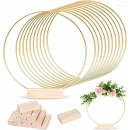 Decorative Flowers 2pcs Metal Floral Hoop Garland Wedding Centerpieces For Tables Wood Card Holder Wreath Flower Ring Party Home Decor