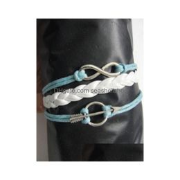 Chain Man Woman Braided Leather Bracelet Mutilayer Love Infinity Anchor Id Pearl Bracelets Peach Heart Cross Bird Charm Drop Delivery Dhxzl