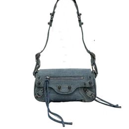 2024 Baguette bag, grained cowhide handbag, new item denim, luxury designer handbag, fashionable women's bag, perfect travel bag, made of Italian lambskin, full of texture 4