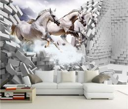 Customised wallpaper for walls White horse ride 3d murals wallpaper for living room9529090