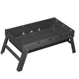 Portable folding barbecue charcoal grill stainless steel barbecue tool kit used for outdoor cooking picnics and barbecue 240517