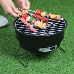 Portable Charcoal BBQ Grill Stainless Steel Barbecue for Outdoor Cooking and Picnics 240517