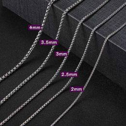 Pendant Necklaces Skyrim Fashion 60cm Long Box Chain Necklace Stainless Steel Declaration 2-4mm Thick Chain Jewellery Gift Mens Wholesale J240516
