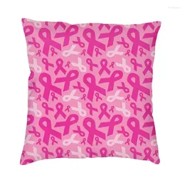 Pillow Nordic Floral Pink Breast Cancer Awareness Ribbon Cover For Sofa Polyester Case Bedroom Decoration Pillowcase