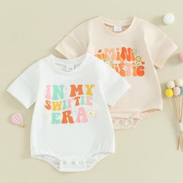 Clothing Sets Summer Infant Baby Girls Bodysuit Short Sleeve Letter Flower Print Casual Jumpsuit Clothes
