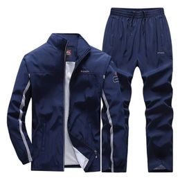Men Tracksuit Spring Autumn Sportswear Set Sports Suit Casual Sweatsuit JacketPants Male Jogging Clothing Asian Size L-5XL 240517