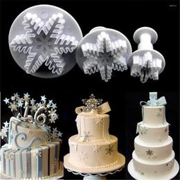 Baking Tools 3pcs Food Grade Plastic Cake Mould DIY Snowflake Shape Tool Fondant Moulds Embossing Die