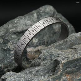 Bangle Nordic 316L Stainless Steel Viking Runes Bracelet Vintage Fashion Wristband Cuff Bracelets For Men Women Amulet Jewelry Gifts