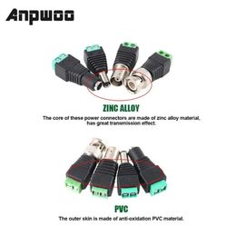 5Pair 2.1x5.5mm Female and Male DC Power Adapter Connector Coaxial Camera BNC Male and Female Balun Connector for Coax Cat5 CCTV